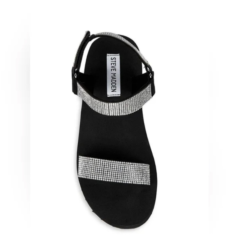 Steve Madden Black Sandals with Glittering Rhinestone Straps